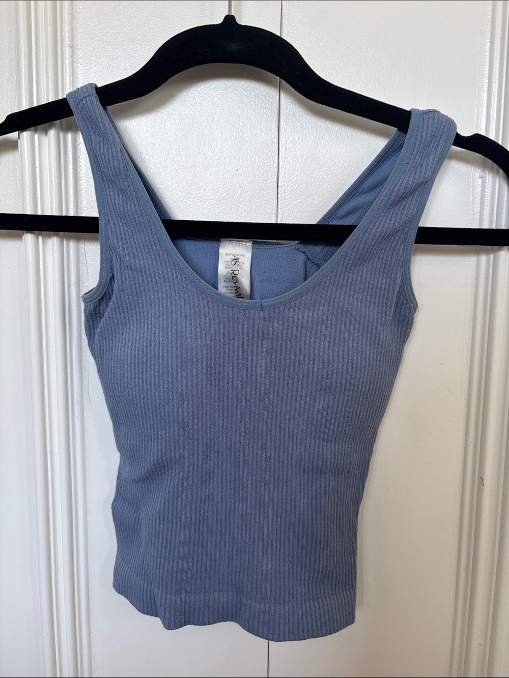 Ribbed Scoop Neck Tank Top in Dusty Blue - Free People